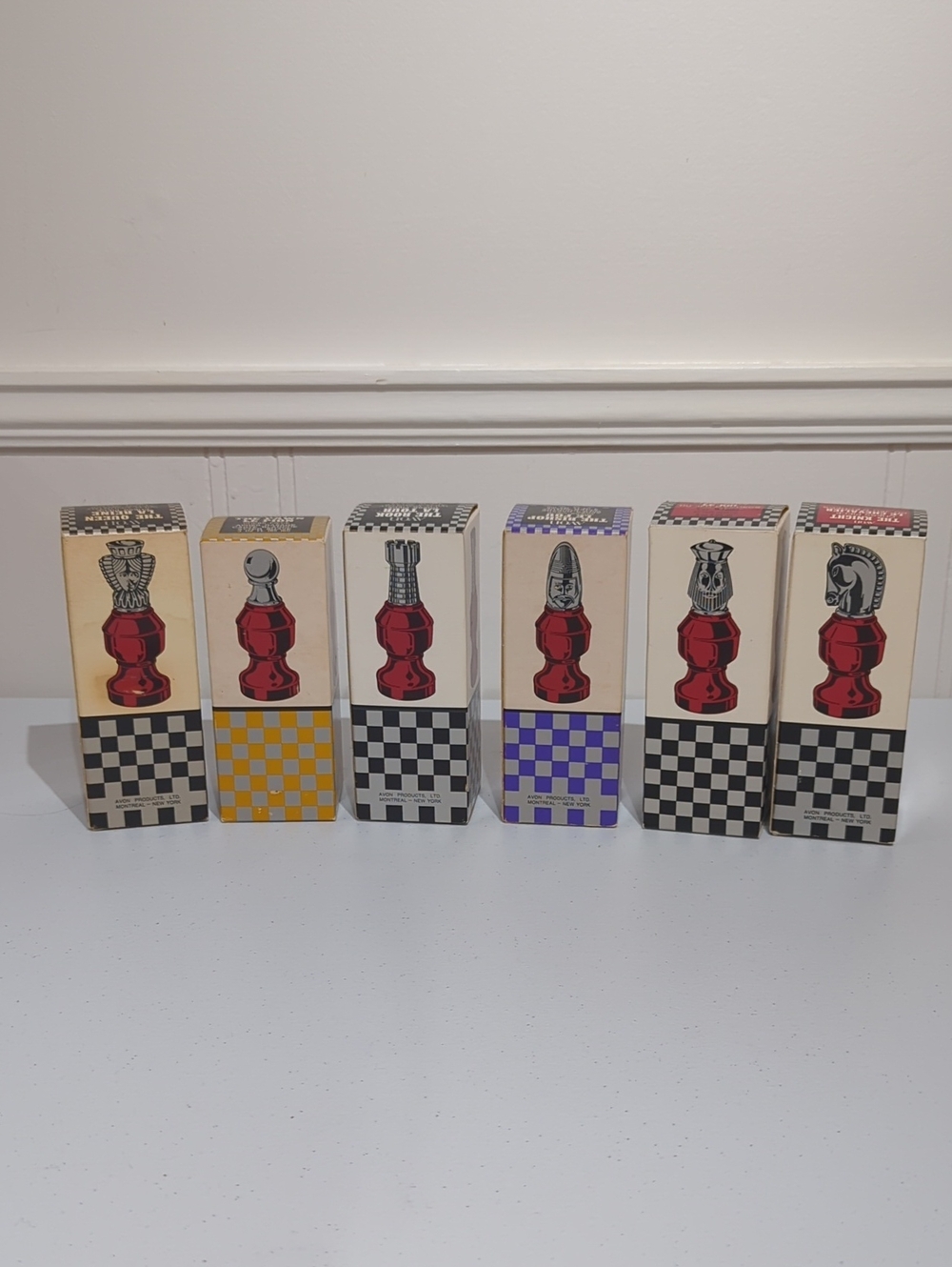 vintage Avon chess piece bottles from the 1970s - empty bottle - 6pcs